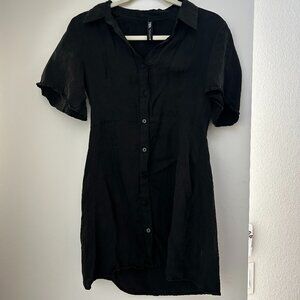 Black Mini Button-Up Dress